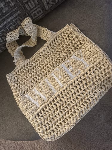 Customer photo review of Wifey Statement Straw Tote bag - Natural
