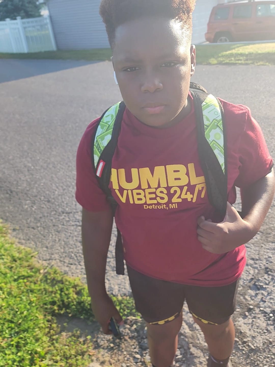 Customer photo review of *Will ship 8/23* Classic “Humble Vibes 24/7” Tee Maroon-Gold