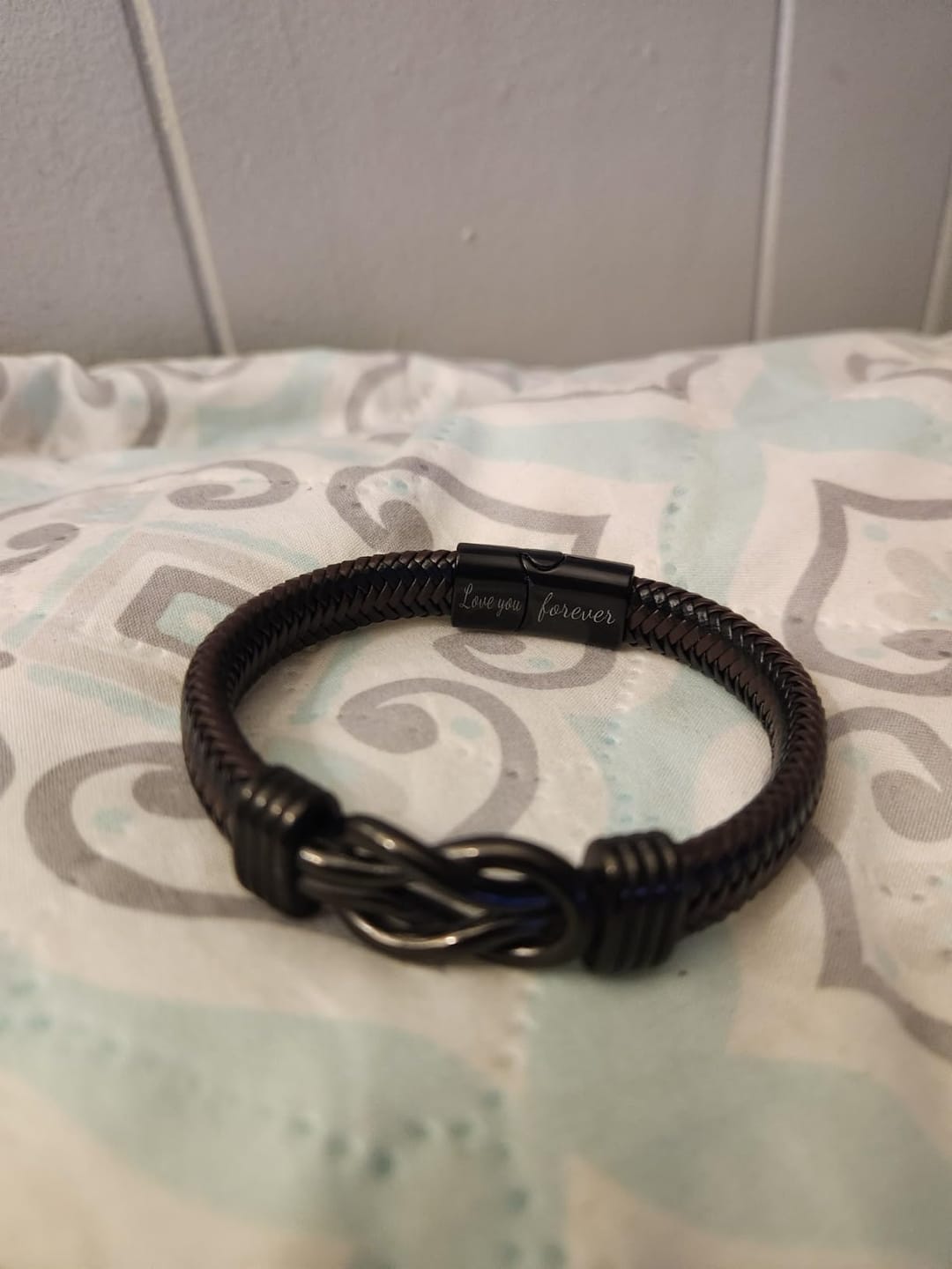 Customer photo review of To My Son Bracelet From Mom/Dad | Forever Leather Bracelet For Men/Boys