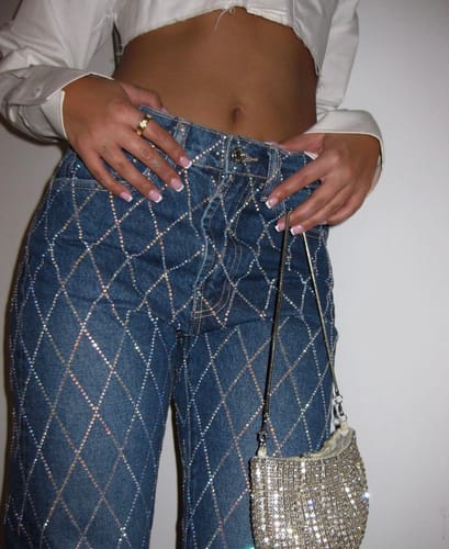 Customer photo review of Diamond Daze High Rise Wide Leg Jeans
