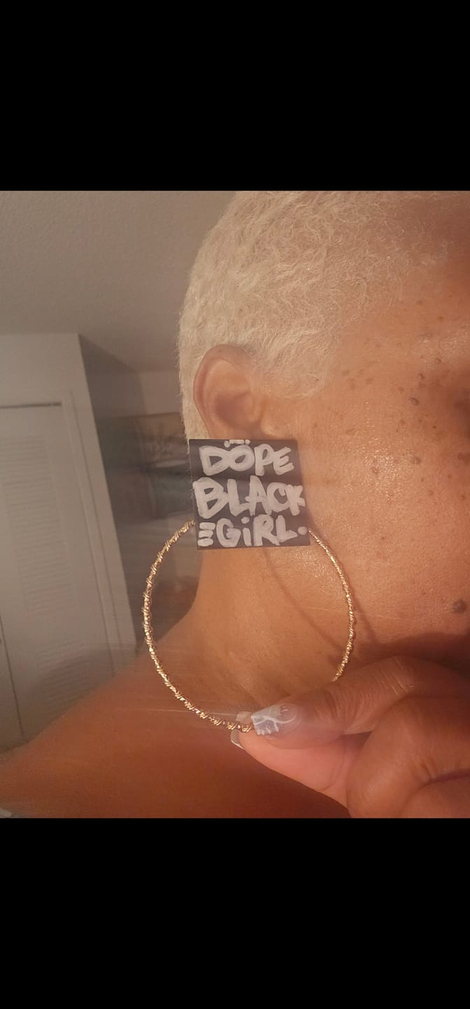 Customer photo review of DOPE Black Girl Stud