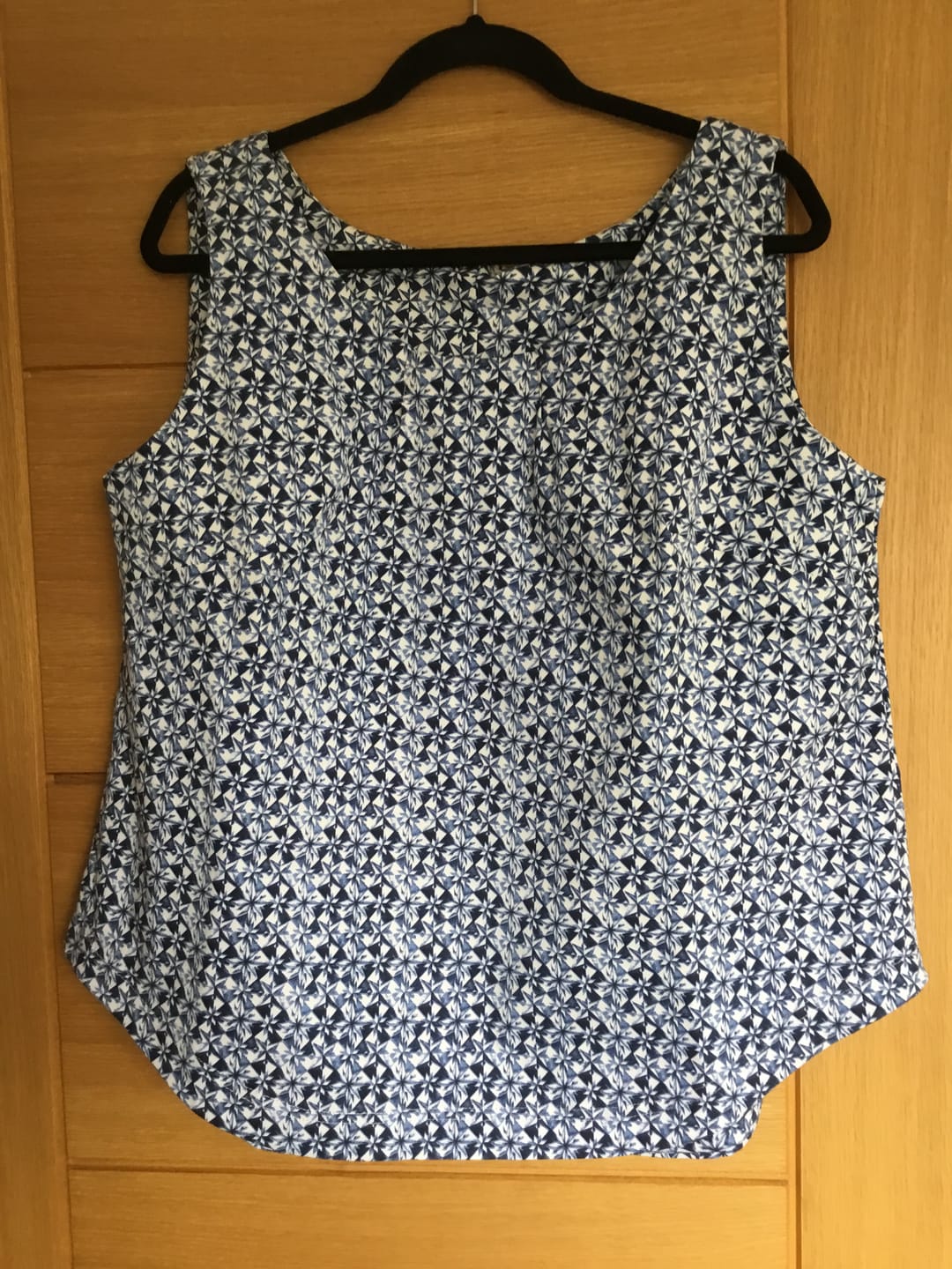 Customer photo review of Abstract Blue Tiles Cotton Sateen Fabric