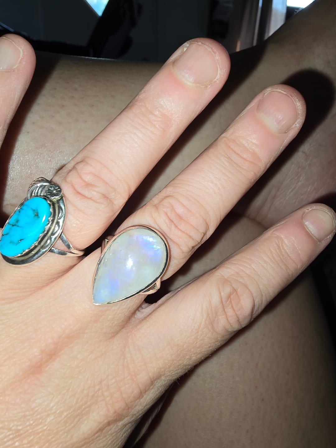 Customer photo review of Sterling Silver Teardrop Large Moonstone Ring