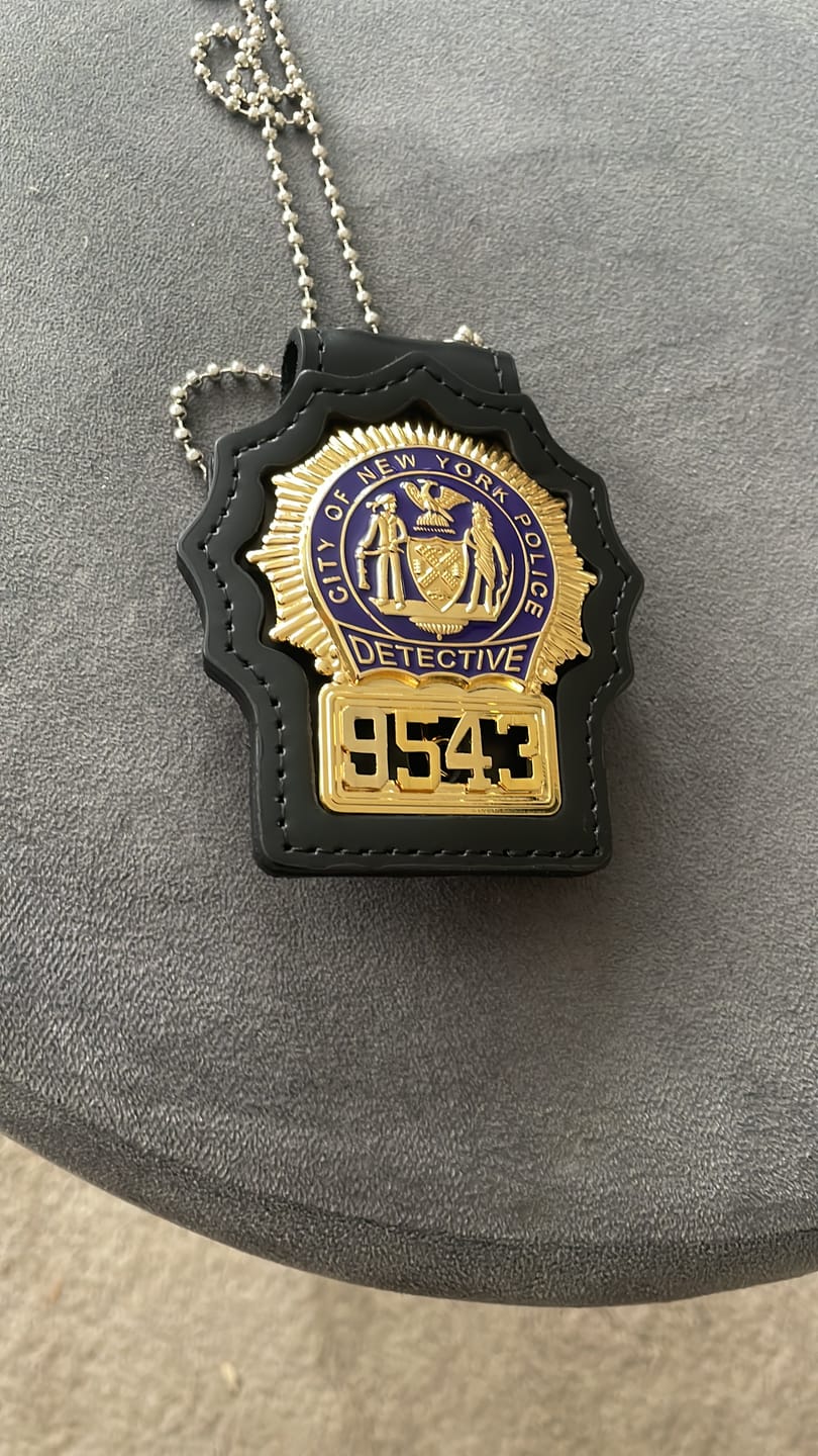 Customer photo review of NY New York Detective Police Badge Replica Movie Props *Customizable Badge Number*