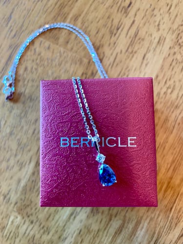 Customer photo review of Solitaire Pear Necklace in Sterling Silver 1ct