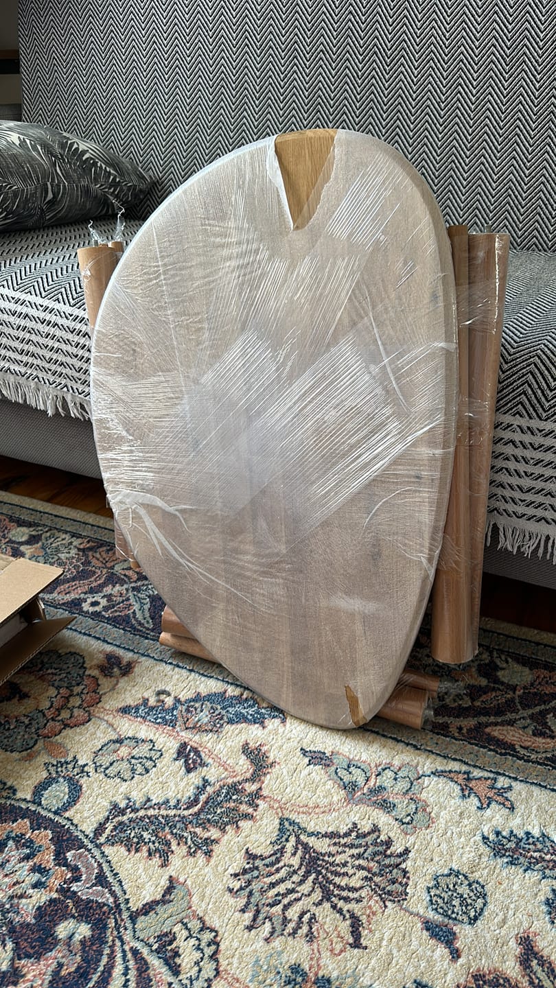 Customer photo review of Ahşap Zigon Sehpa 3'lü Set - Doğal Masif Kestane Ağacı (Ercol Style)