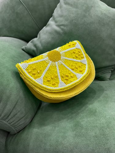 Customer photo review of Couture Crescent Lemon Shoulder Bag