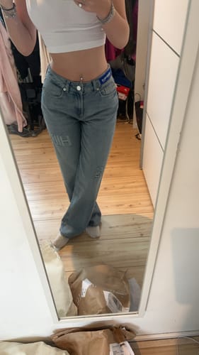 Customer photo review of RIPPED STRAIGHT LEG JEANS