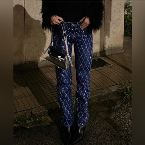 Customer photo review of Diamond Daze High Rise Wide Leg Jeans