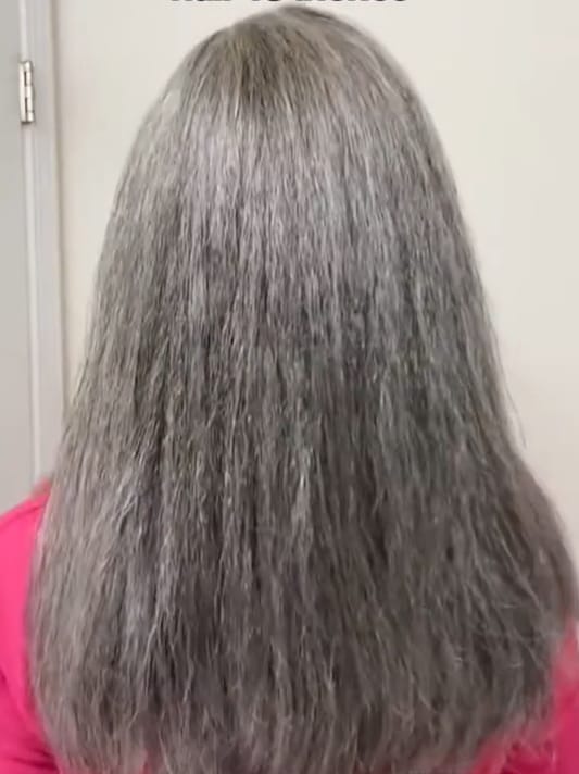 Customer photo review of Luvwin 5x5 Closure Kinky Straight Salt & Pepper Middle Parting Glueless Wig