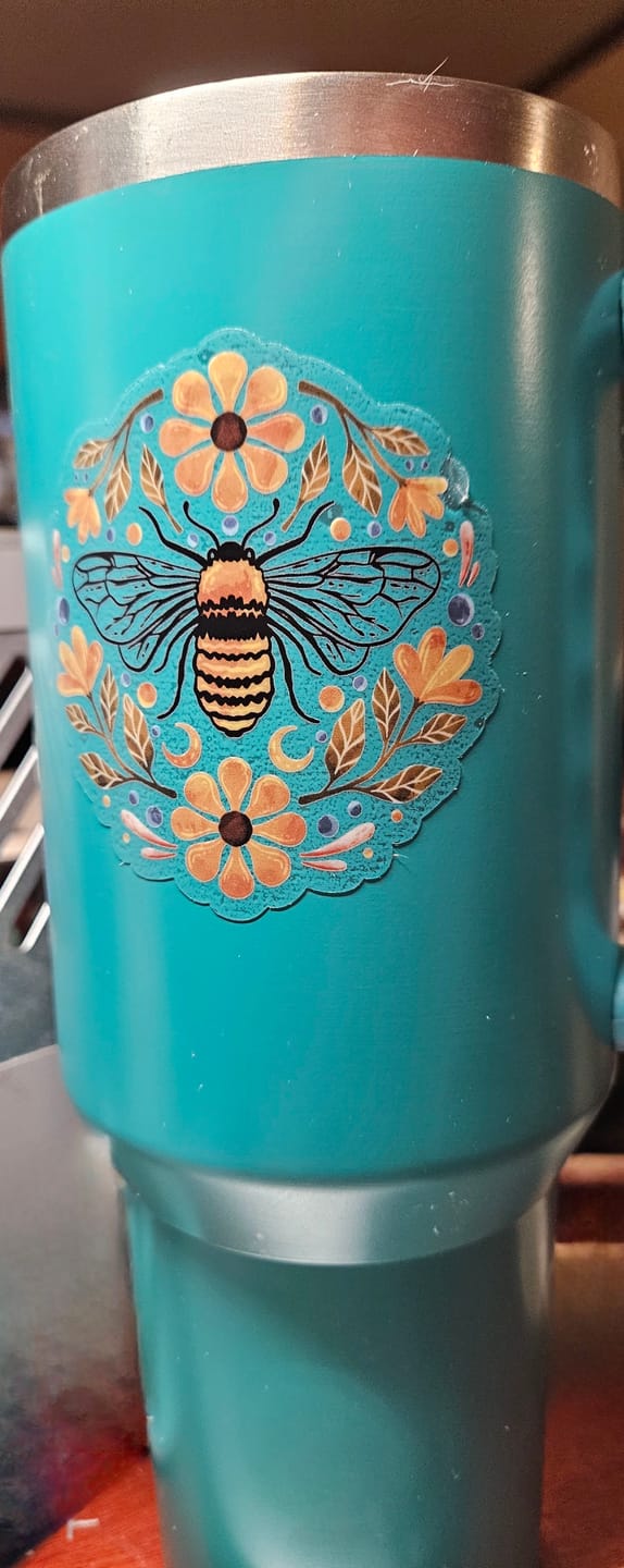 Customer photo review of Flowers And Bee Clear Sticker