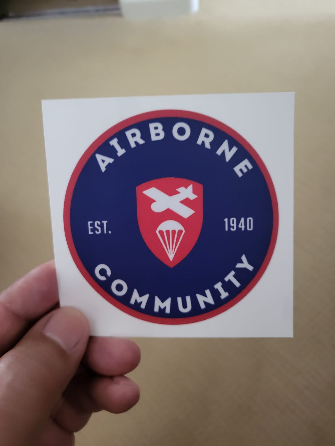 Customer photo review of Airborne Community Premium Sticker