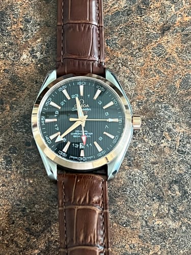 Customer photo review of SEAMASTER AQUA TERRA 150M CO-AXIAL GMT  LEATHER STRAP