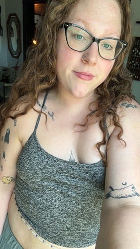 Customer photo review of Blue Glow in the Dark Waist Beads