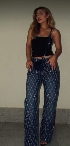 Customer photo review of Diamond Daze High Rise Wide Leg Jeans