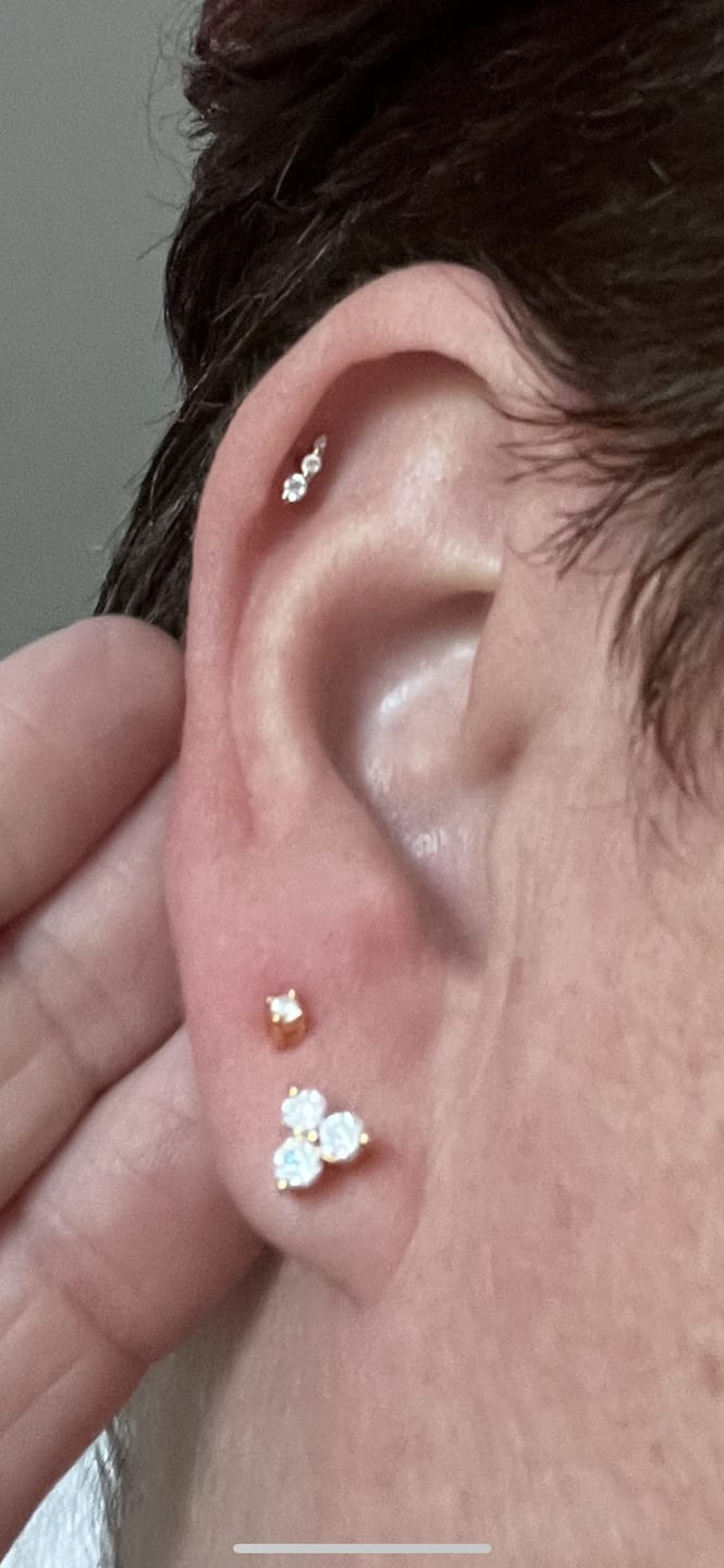 Customer photo review of Moissanite Solitaire Small Sleep Earrings