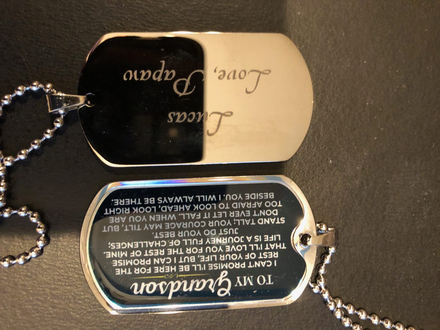 Customer photo review of To My Grandson - Love Tag - SS426GS-DT
