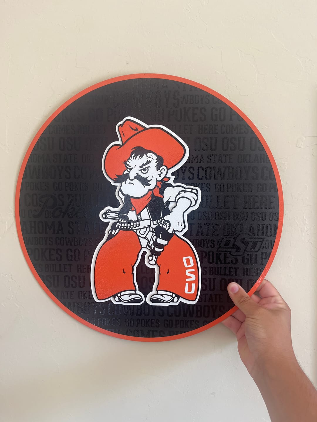 Customer photo review of Oklahoma State Cowboys CRAFT SERIES 3D Embossed Metal Wall Art