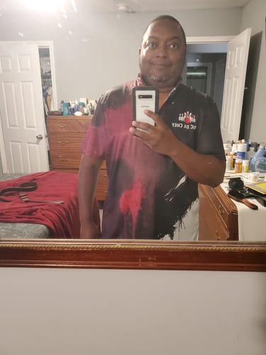 Customer photo review of Black and red Bowling Polo, Quarter Zip Shirt For Men Custom Bowling Team jerseys, gift for bowlers NQS7948