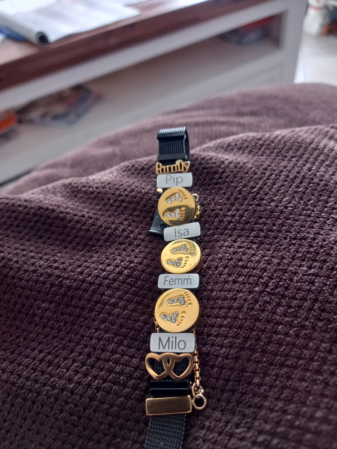 Customer photo review of Mesh charm name silver