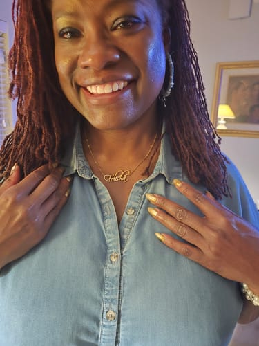 Customer photo review of Personalized Script Necklace