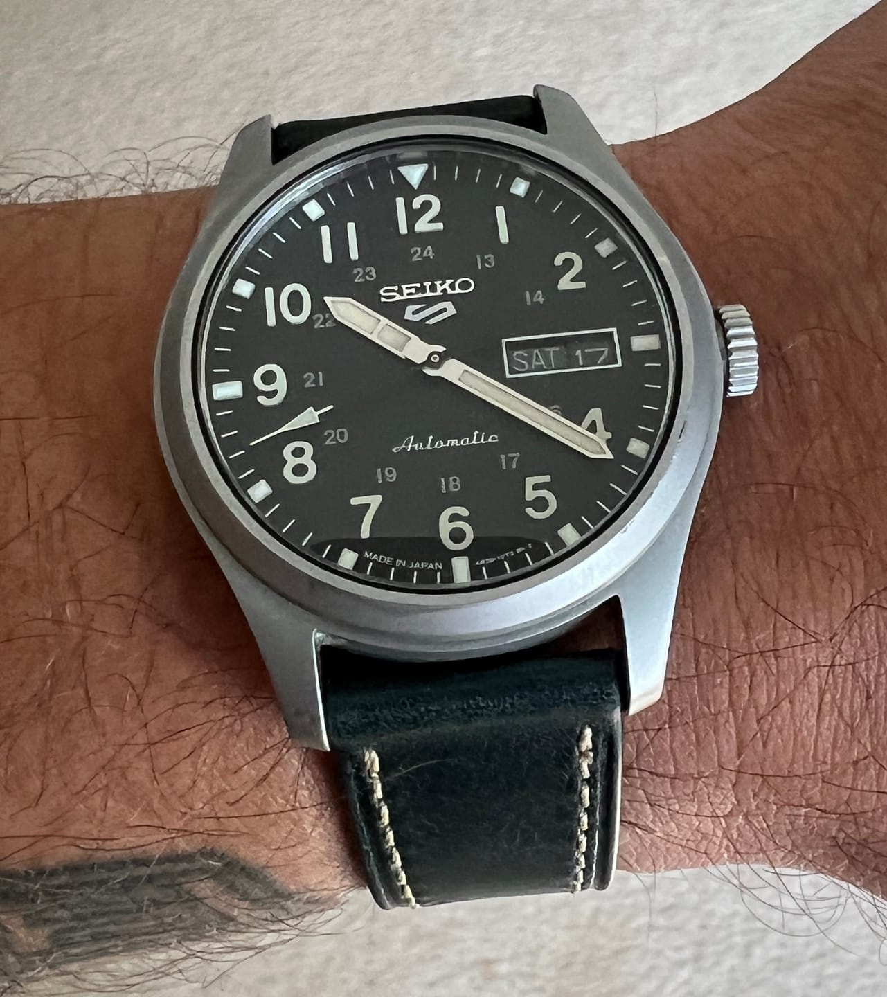 Customer photo review of Leather - Tapered Space Green