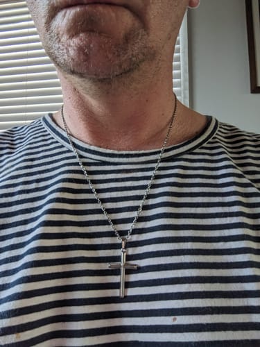 Customer photo review of Cross Pendant (White Gold)