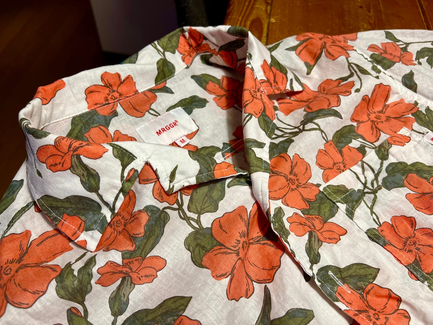 Customer photo review of レッドアサガオ総柄　綿麻キューバシャツ