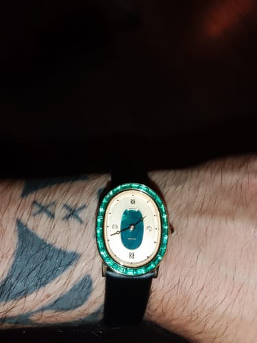 Customer photo review of Oval Halo Diamond Watch and Cufflinks Gift Set