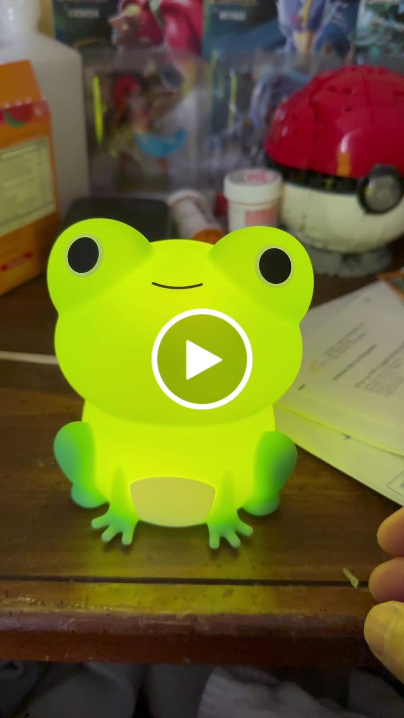 Customer video review of Huggwaii Squishy Silicone Peculiar Frog LED Night Light - Perfect Gift for Kids and Girls