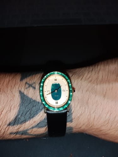 Customer photo review of Oval Halo Diamond Watch and Cufflinks Gift Set