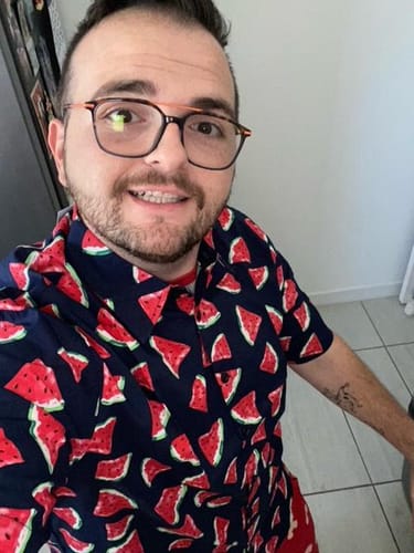 Customer photo review of Chemise d'été hawaïenne Pastèque à manches courtes en coton à manches courtes pour hommes