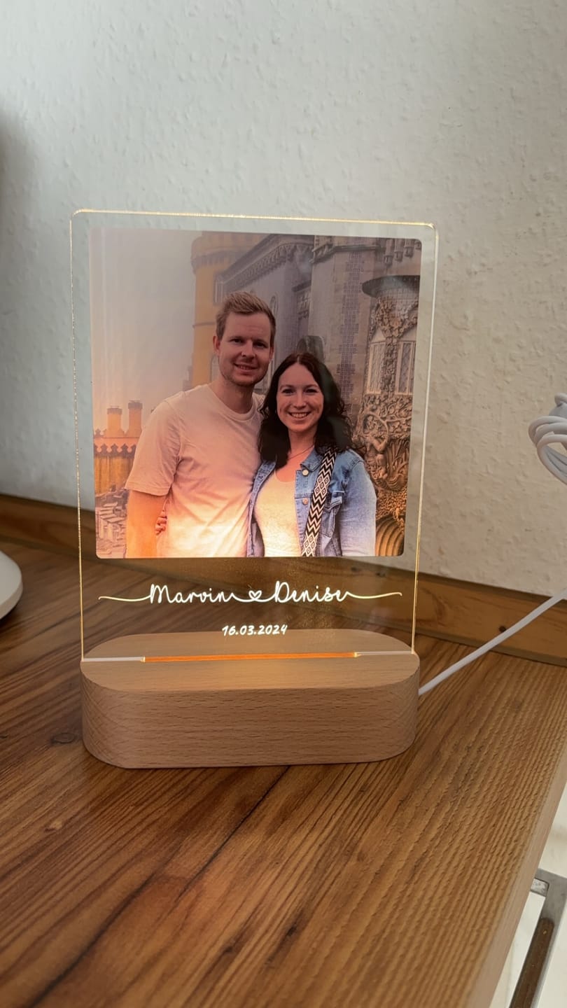 Customer photo review of Euer Liebeslicht mit Foto (eckig)