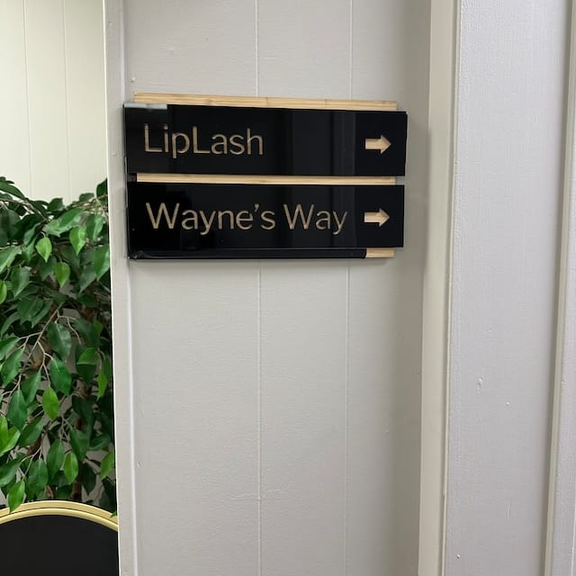 Customer photo review of Personalised Wooden & Acrylic Wayfinding Sign