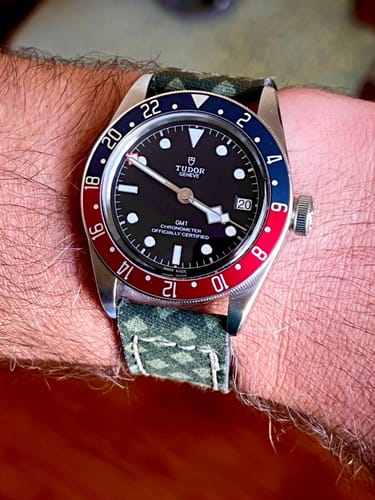 Customer photo review of Horween Leather and Canvas Strap