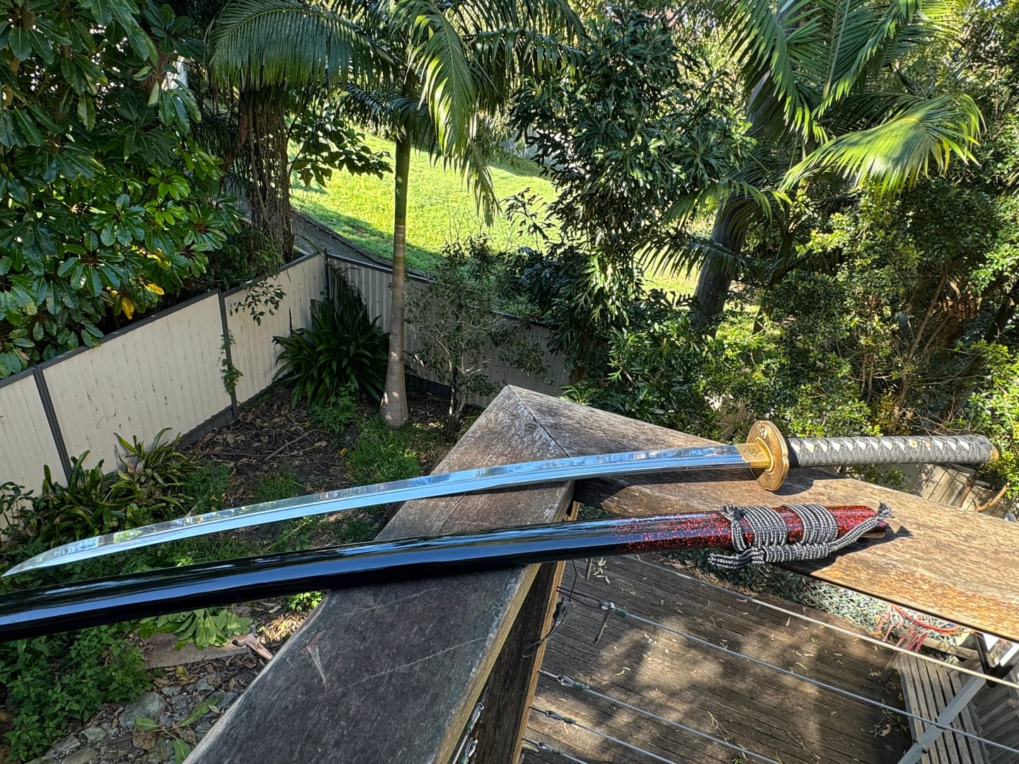 Customer photo review of The Surudoi Handmade Katana Extra Sharp Spring Steel Unokubi-Zukuri