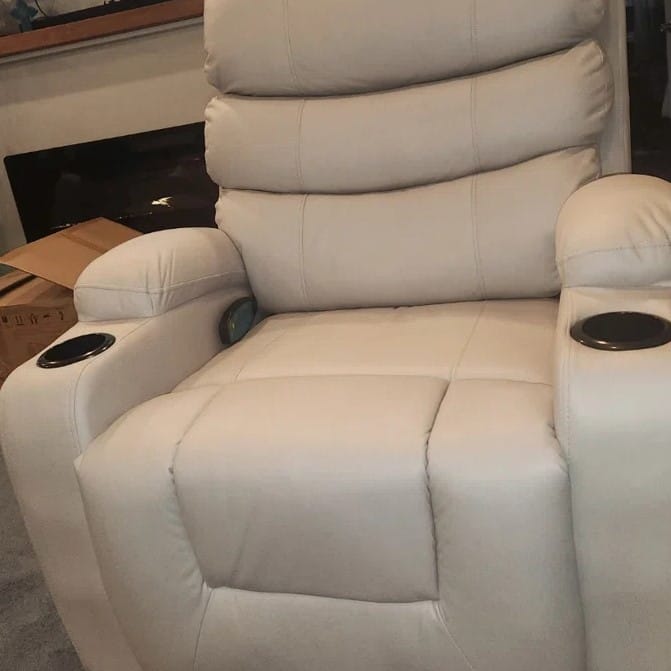 Customer photo review of Homrest Power Lift Chair Recliner for Elderly with Massage & Heat, Cup Holders & USB Port, Beige White