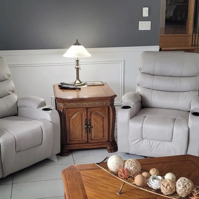 Customer photo review of Homrest Power Lift Chair Recliner for Elderly with Massage & Heat, Cup Holders & USB Port, Beige White