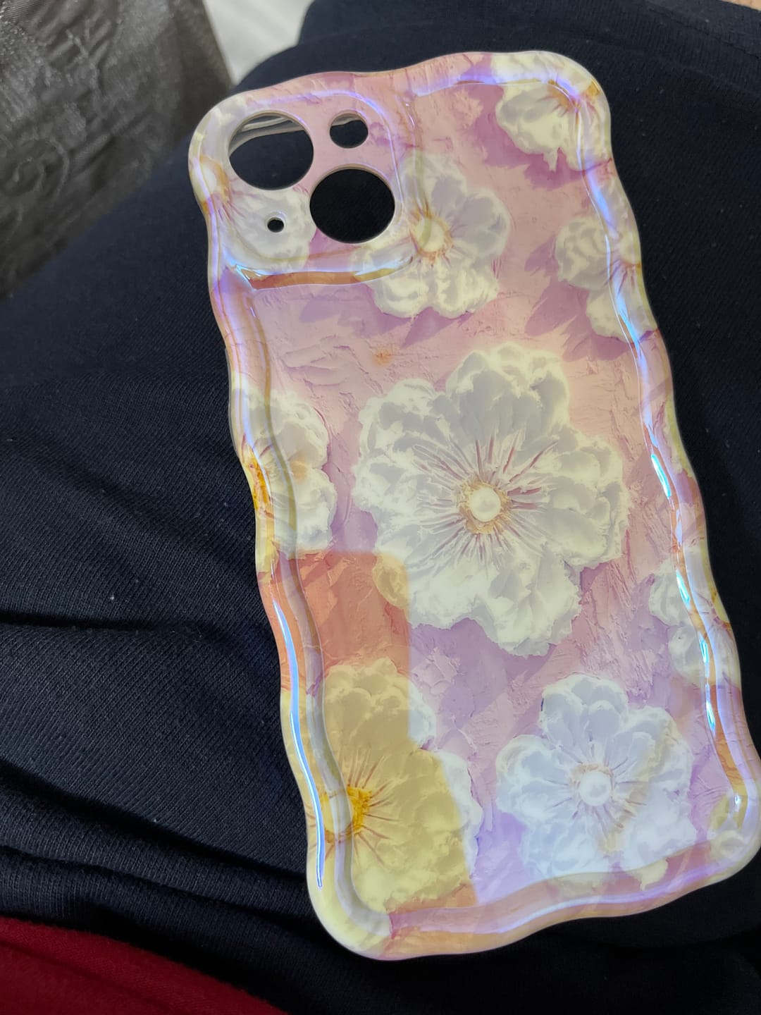 Customer photo review of Pink Laser Floral Flowers Holographic iPhone Soft Silicone Case