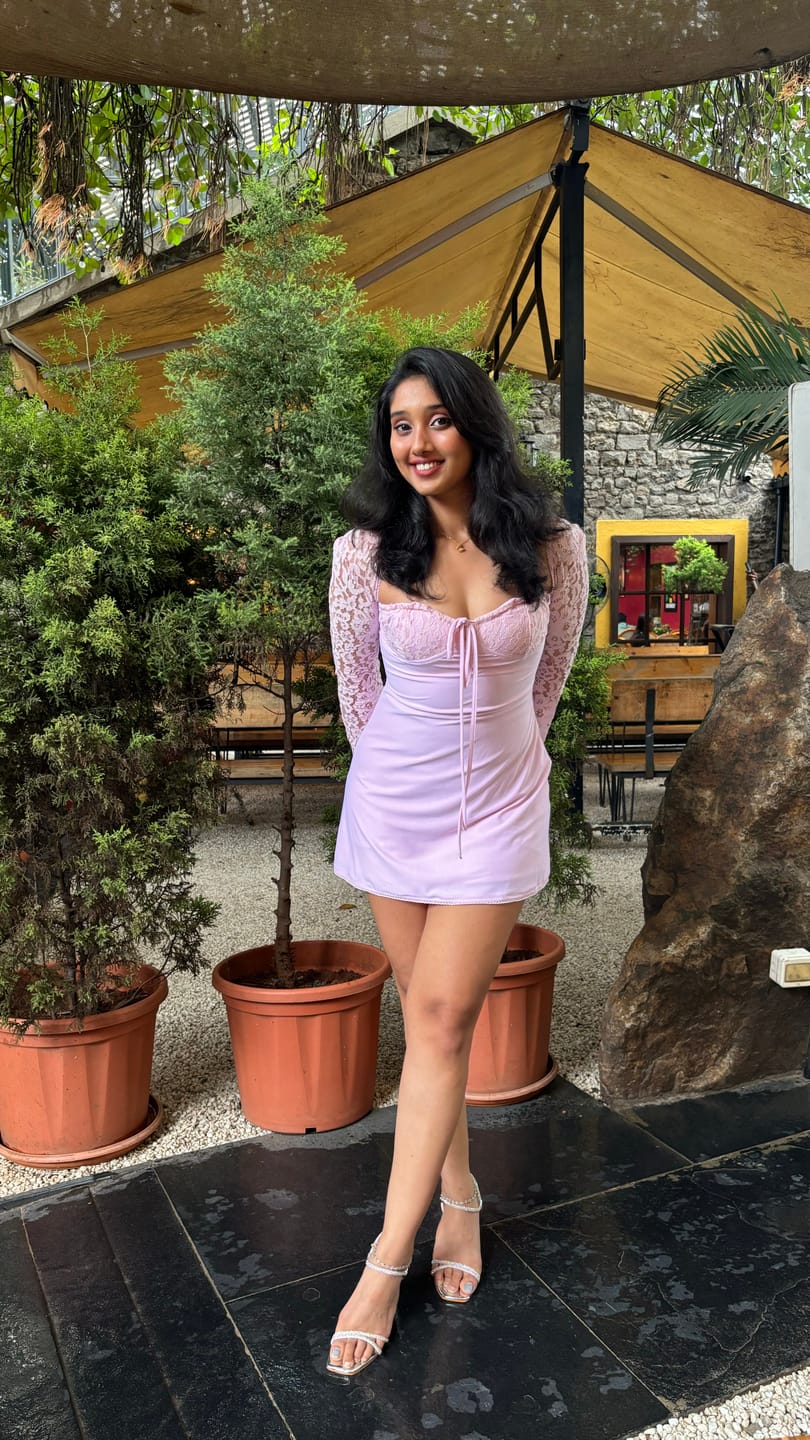 Customer photo review of FIONA LACE MINI DRESS IN BABY PINK