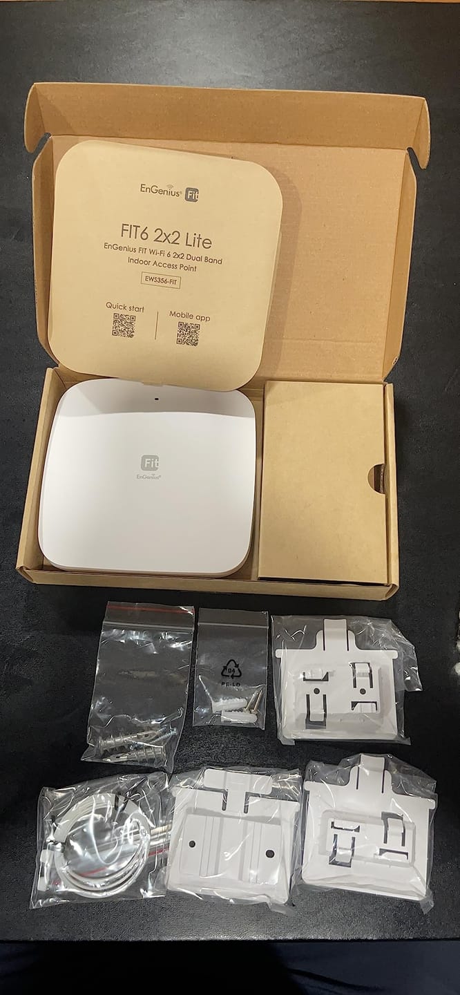 Customer photo review of EWS356-FIT: EnGenius Fit 2×2 Indoor Wireless Wi-Fi 6 Access Point with Adapter ($10 Value)
