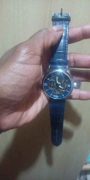 Customer photo review of Elegance® Navy Sleek 8020 Men Automatic Watch Mechanical Rome Skeleton 40mm Leather Waterproof Wristwatch