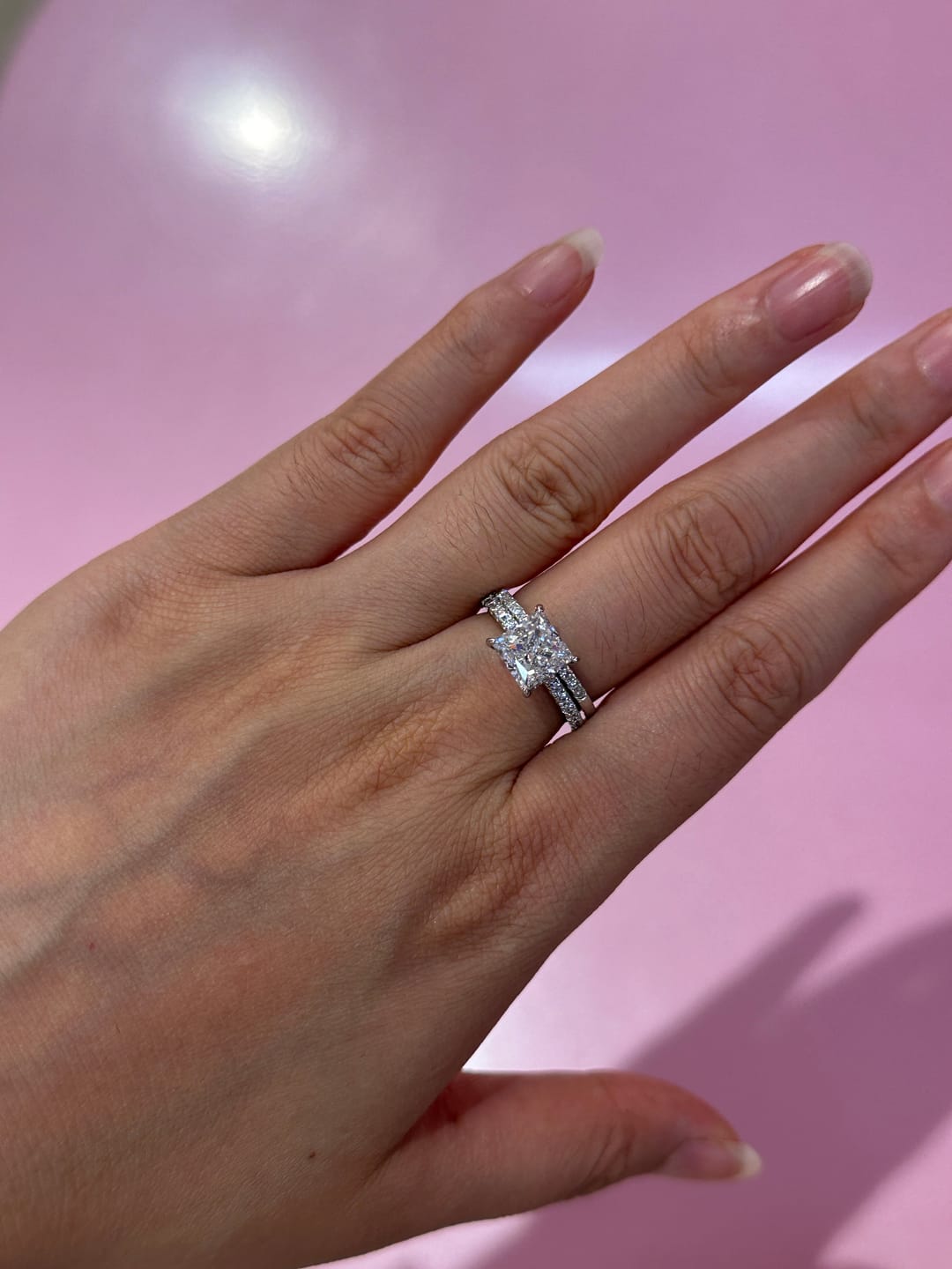 Customer photo review of S925 Square 2.0Ct Princess Cut Wedding Ring Set In Sterling Silver Stackable Ring Set For Women