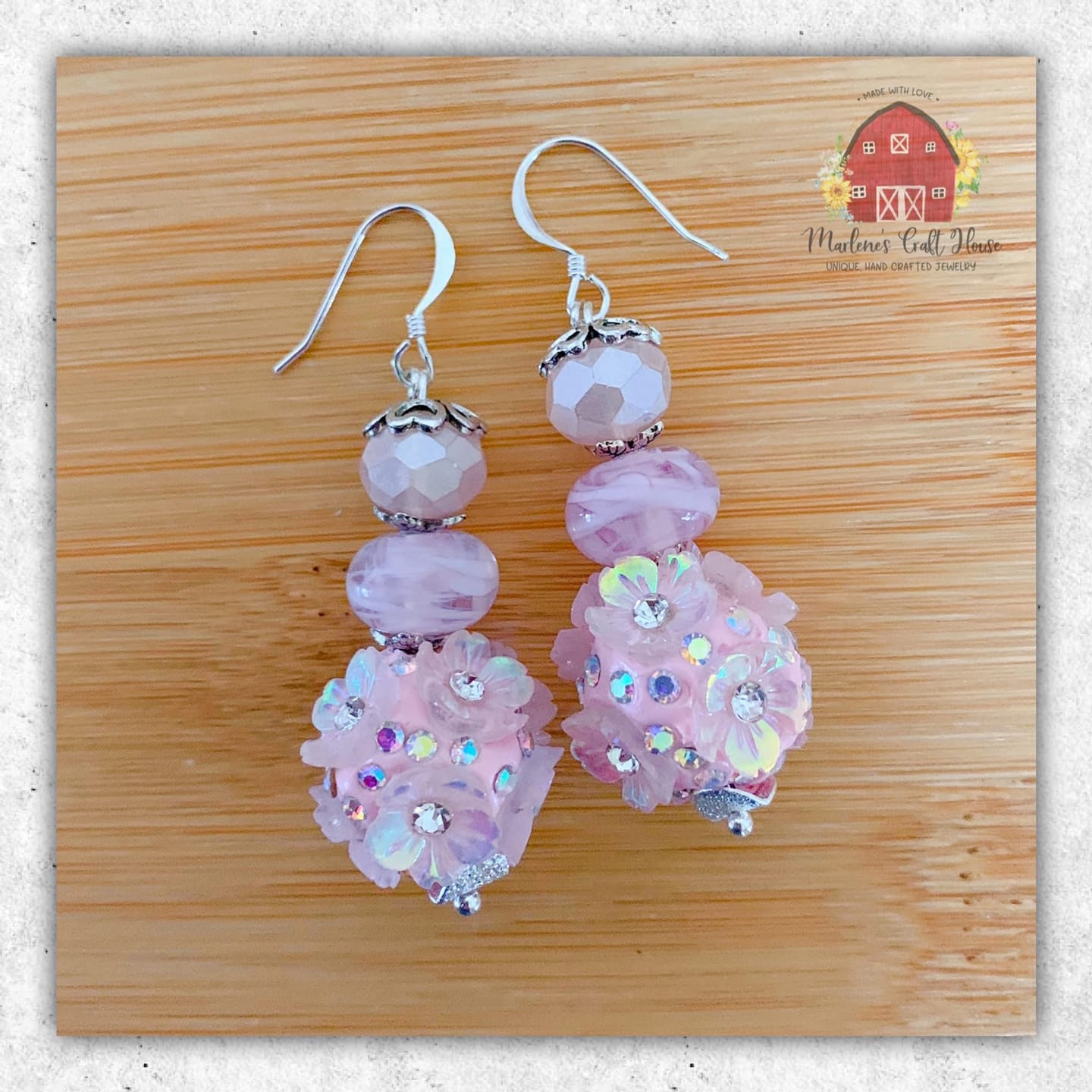 Customer photo review of Floral Boho Bead Pair in Milkweed