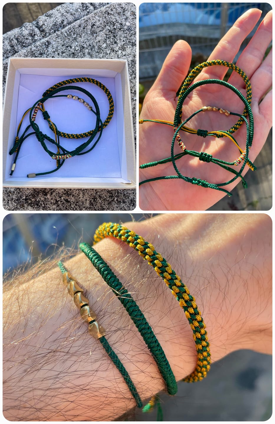 Customer photo review of Buddha Stones 3 PCS Tibetan Copper Beads Healing Protection Luck Bracelet Set