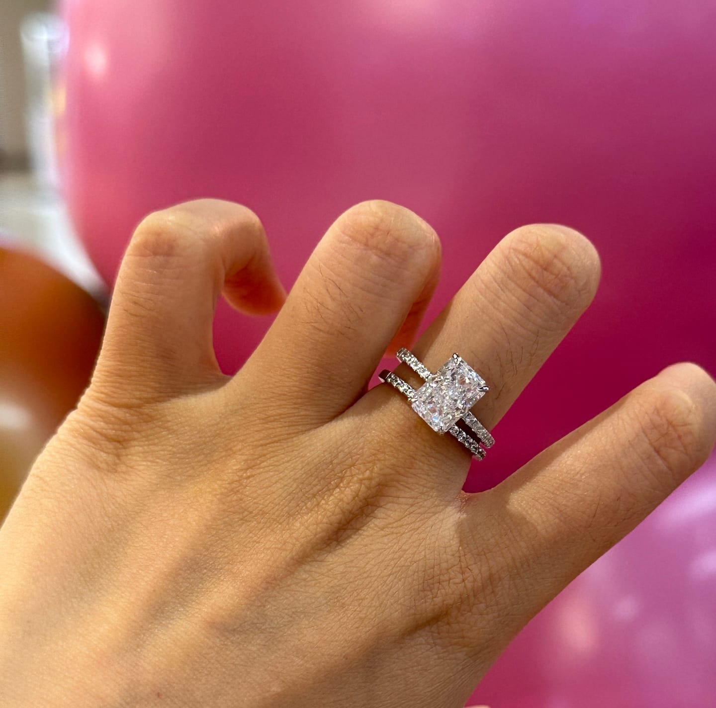 Customer photo review of S925 3.5 Carat Radiant Cut Wedding Ring Set In Sterling Silver Holiday Ring Gift For Women