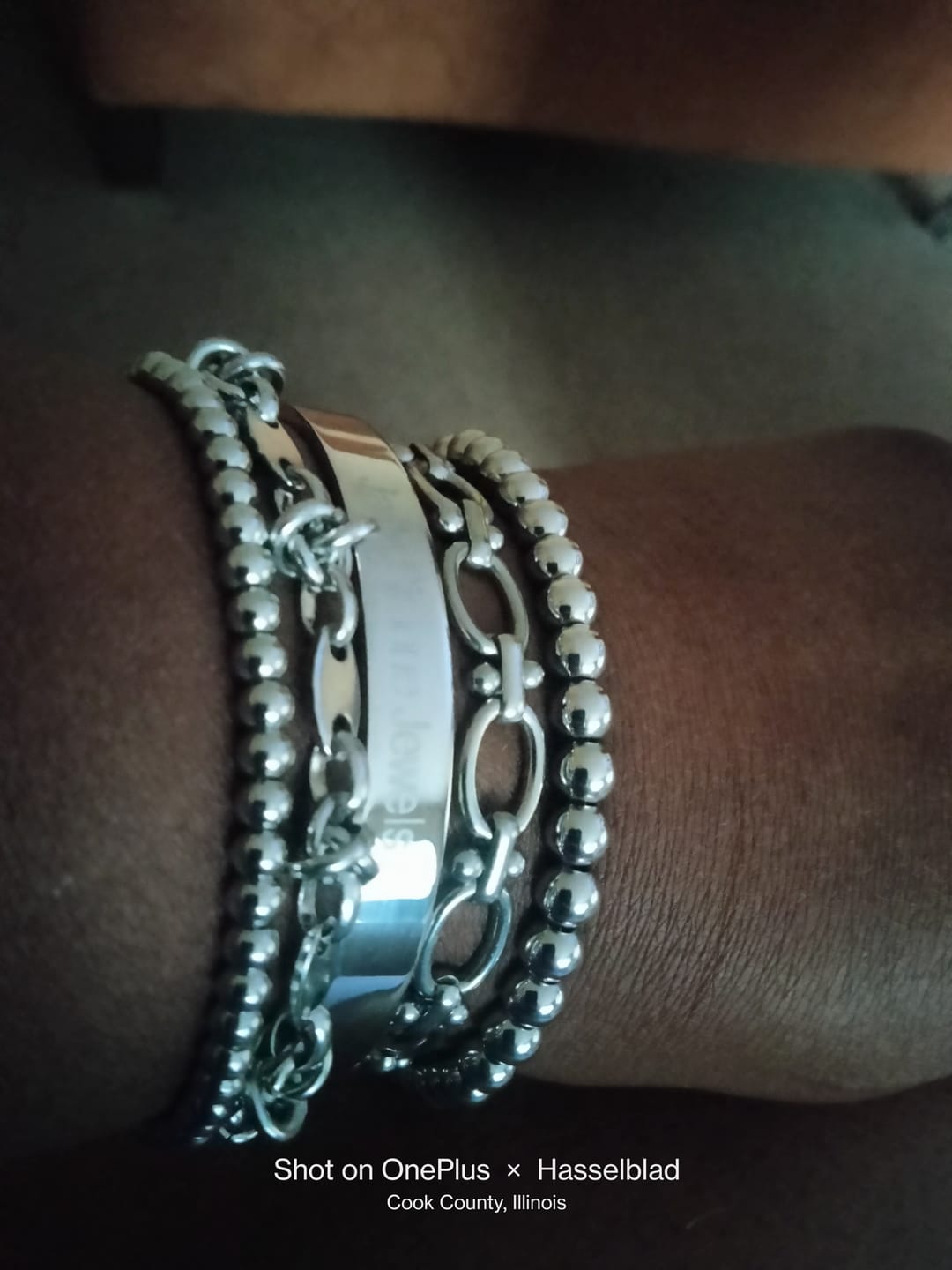 Customer photo review of Chrisette Stainless Steel Bracelet Stack