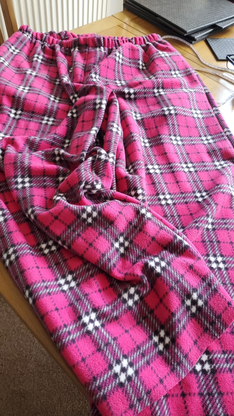 Customer photo review of Pink Checkered Anti Pill Polar Fleece Fabric