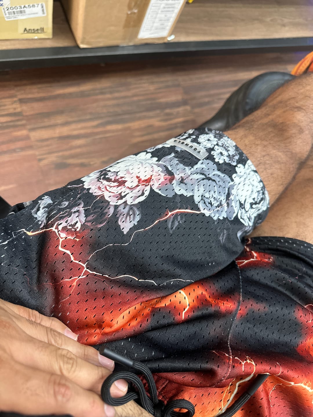 Customer photo review of 1111 -  Skulls & Roses Reversible Shorts