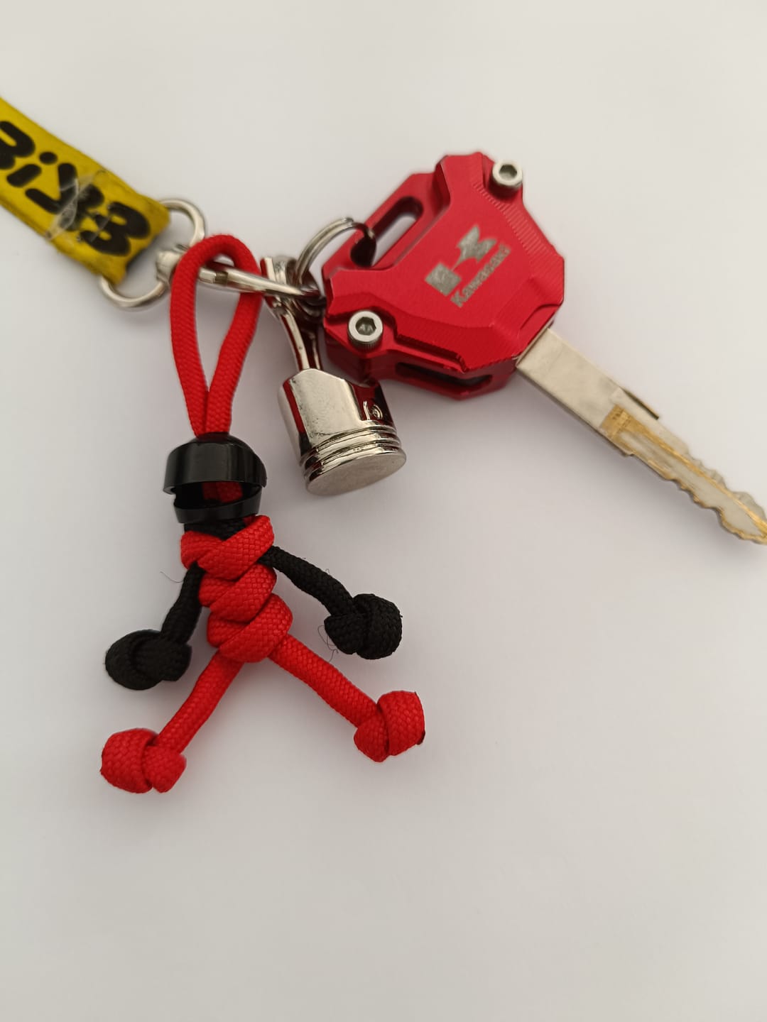 Customer photo review of Black Red Biker Buddy Paracord Keychain